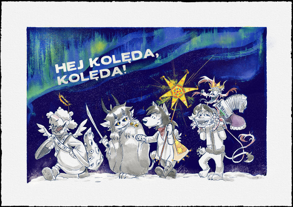 Carolers [2023] Featuring The Gonzo Wanderer characters: TT, Maxine and Denny (starting from left to right)/